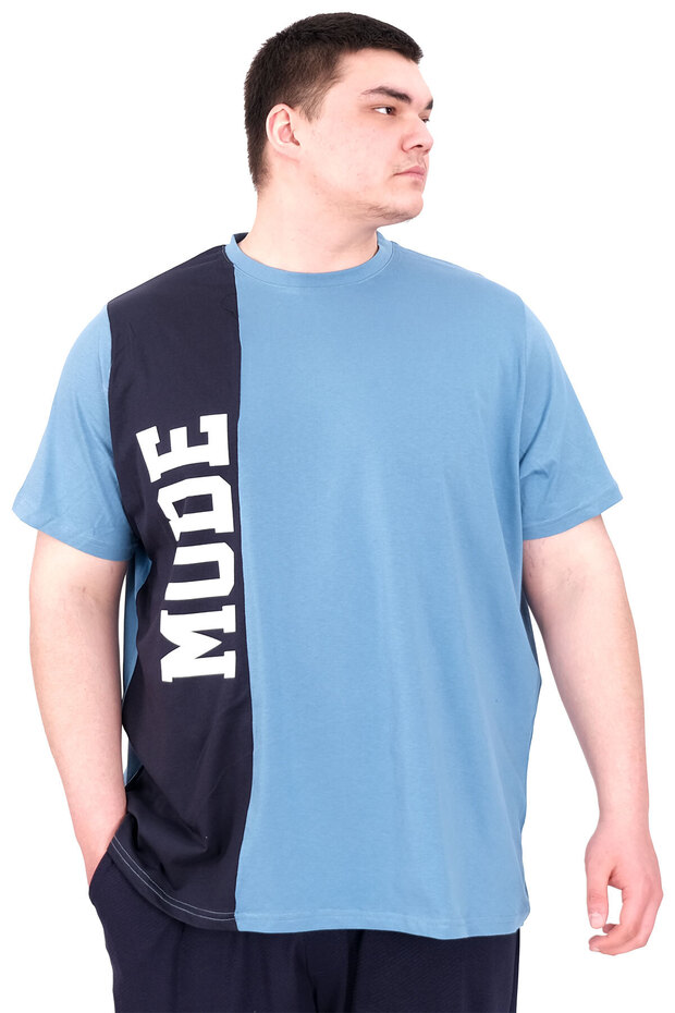 Fashion XL Large Size Men's T-Shirt Fragmented U25501 Blue