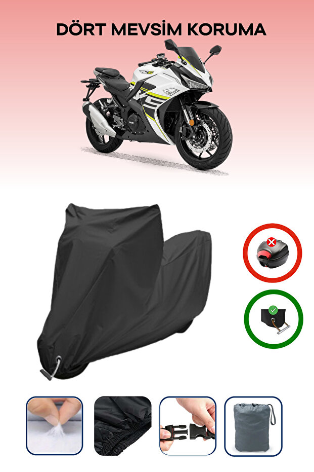 Black Lock Compatible Rks R250 Compatible Motorcycle Cover, Protection Cover