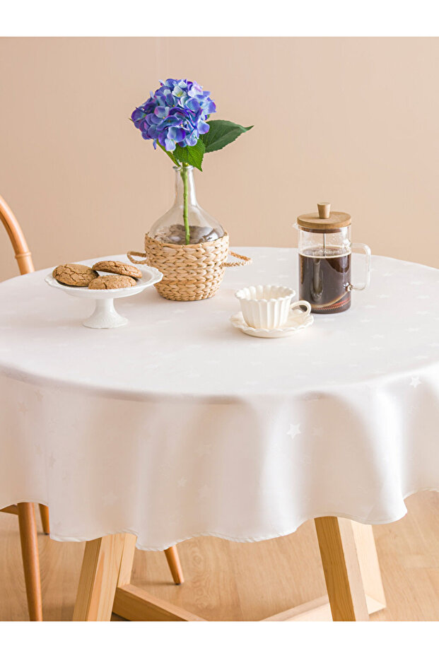 YENİ YILA HAZIRLIK Sarı Yıldız Desenli Masa Örtüsü 150x150 Cm - 1