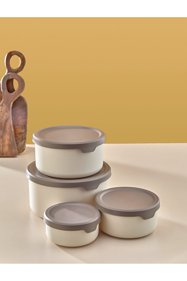 Set of 4 Round Silicone Lid Storage Containers 0.45 Lt 0.80 Lt 1.50 Lt 2.50 Lt - 2