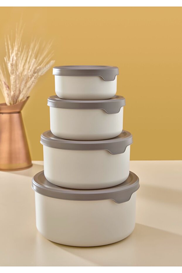 Set of 4 Round Silicone Lid Storage Containers 0.45 Lt 0.80 Lt 1.50 Lt 2.50 Lt - 1