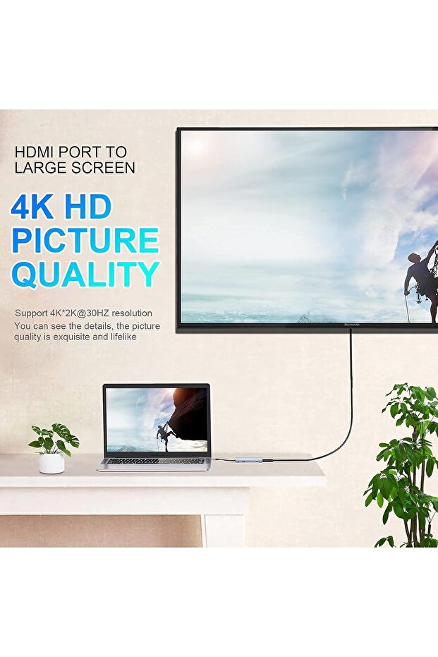 11-in-1 USB-C Hub with 4K HDMI, VGA, USB 3.0, Ethernet & SD/TF Card Readers - Compatible with MacBoo - 3