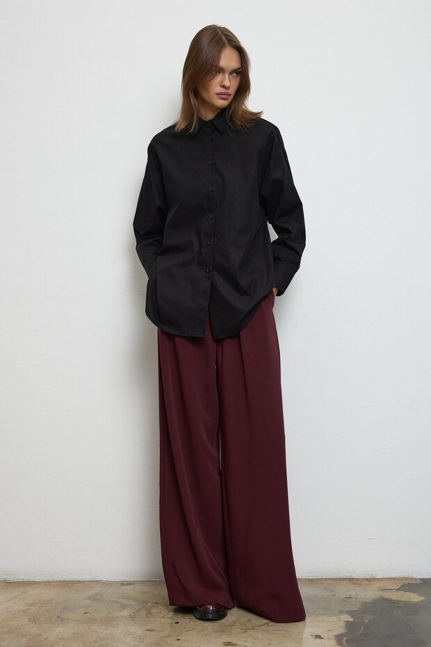 Basıc Pamuk Gömlek Siyah - 1