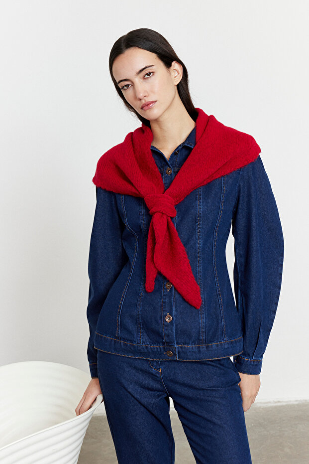 Düz Triko Fular Kırmızı - 2