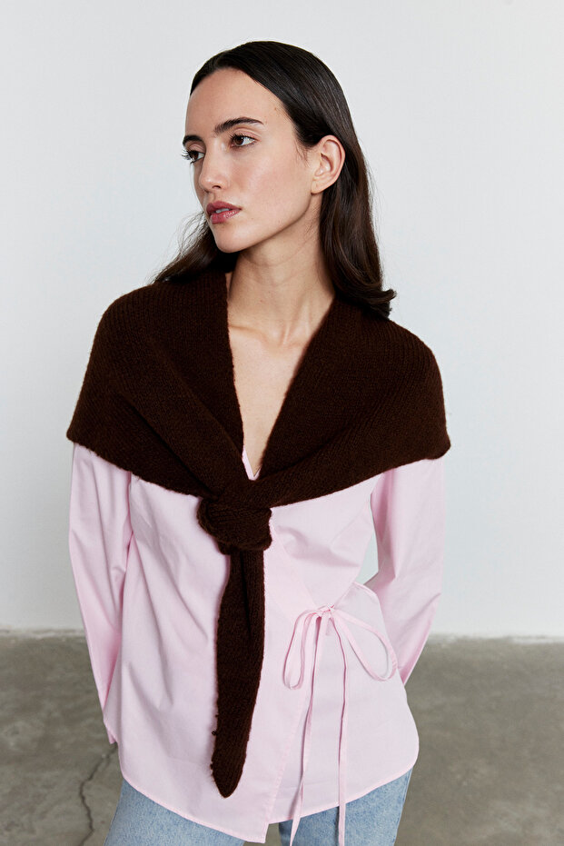 Düz Triko Fular Acı Kahve - 1