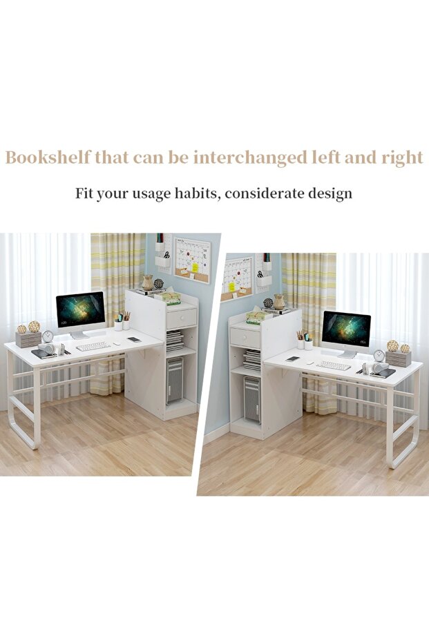 Home computer desk with flexible left-right configuration, ideal for study, office, or desktop use - 2
