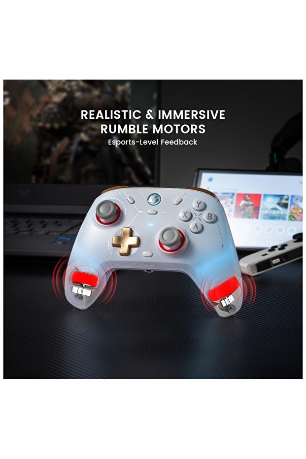 Professional Wireless Controller (PC/Switch/Mobile) with RGB, Gyroscope, and Hall Effect Sticks and Buttons - 8