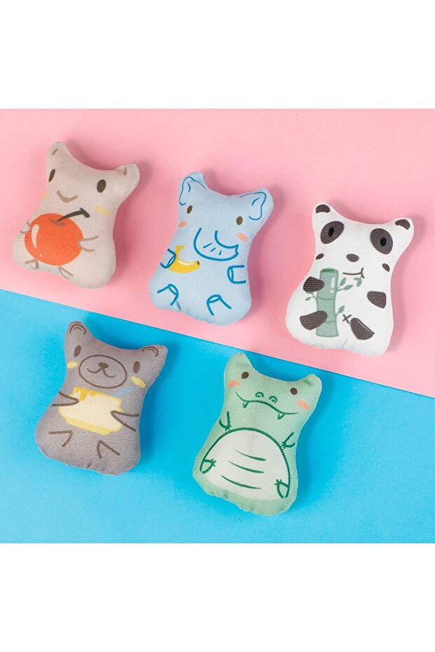Sunscreen 5 Pack Catnip Plush Cat Toys - Interactive Catnip Pillow Animal Shapes - 7