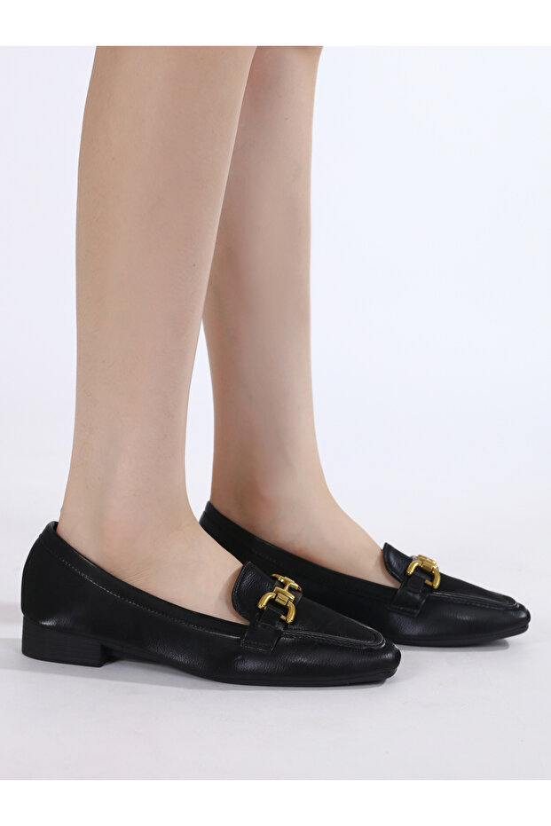Plain Square Toe Bit Loafers - 1