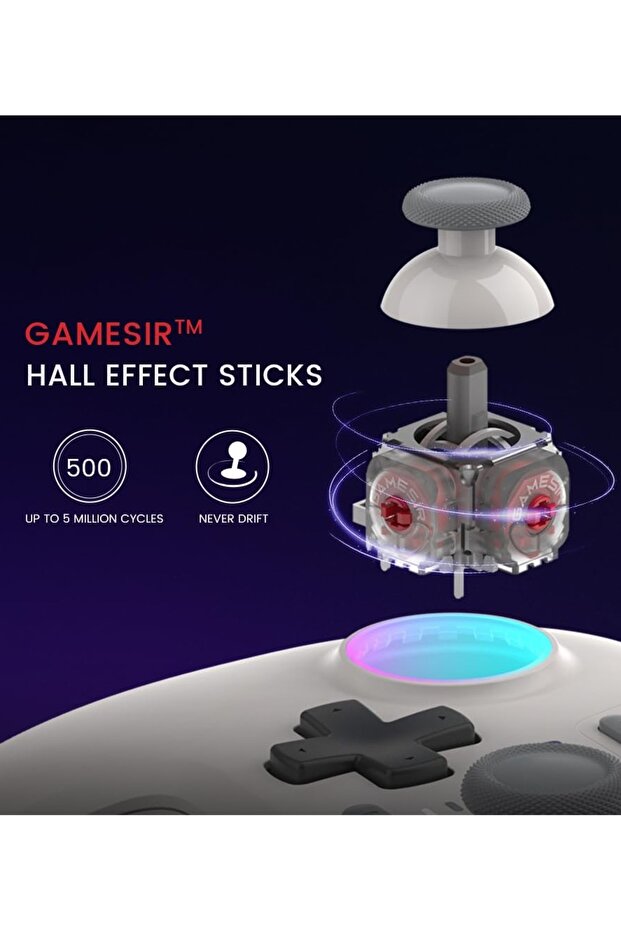 Wireless controller for Switch/PC/iOS/Android. Hall stick, RGB lighting, 1200mAh charging, turbo, motion control, wake-up. - 8