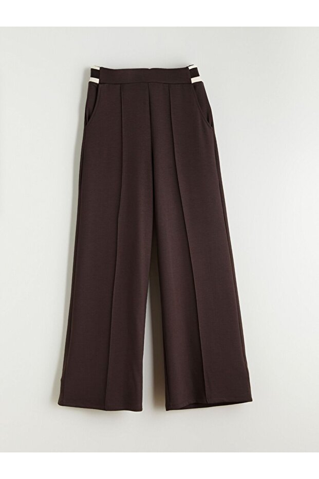 LCWAIKIKI Basic Beli Lastikli Geniş Paça Kadın Pantolon - 5