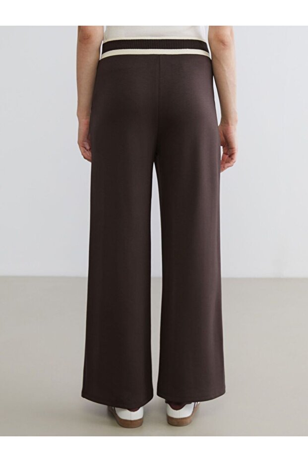 LCWAIKIKI Basic Beli Lastikli Geniş Paça Kadın Pantolon - 4