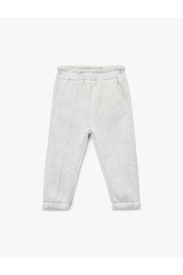 Ribbed Pocket Detailed Elastic Waist Fleece-Lined Jogger Sweatpants