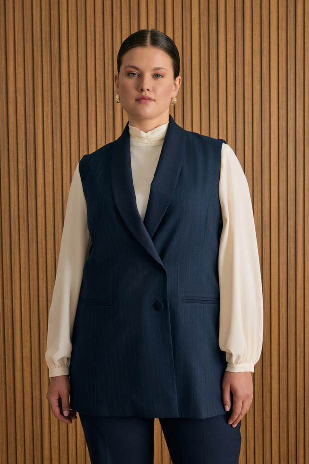 Çizgili Dokuma Yelek - 2