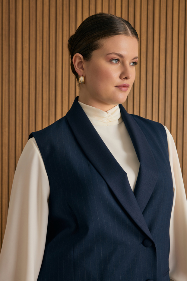 Çizgili Dokuma Yelek - 3