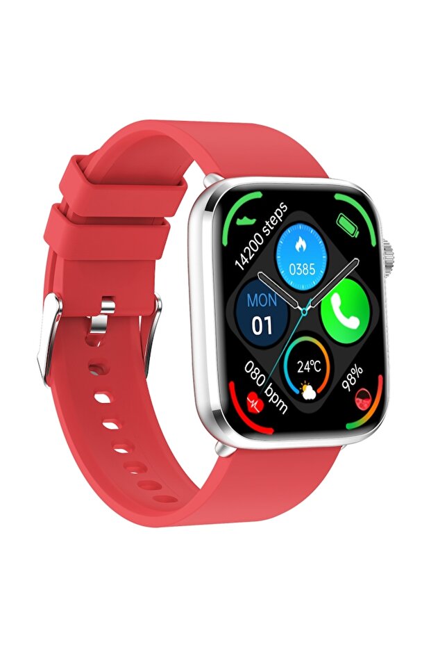 Smartwatch S865, glucometer sensor, heart rate monitoring, red, 1.85 inch - 2
