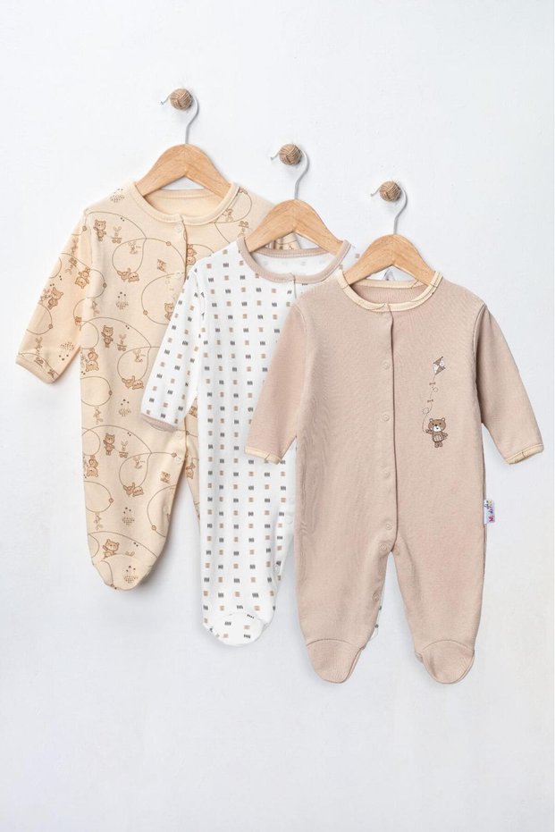 Baby Patterned Seasonal Cotton Newborn 3-6-9 Months 3-Piece Outfit Jumpsuit Set Sleeping Bag