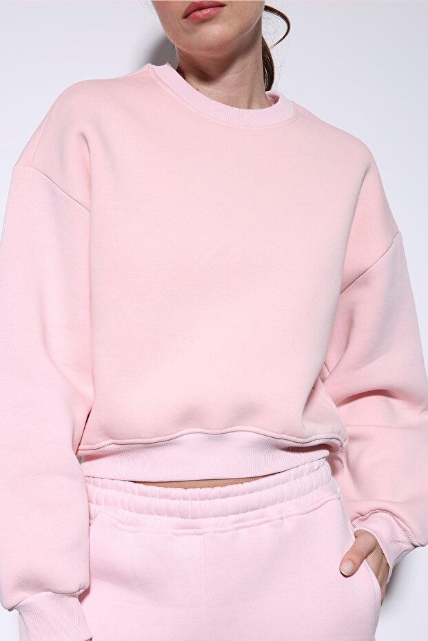 Pembe Basic Kadın Sweatshirt - 6