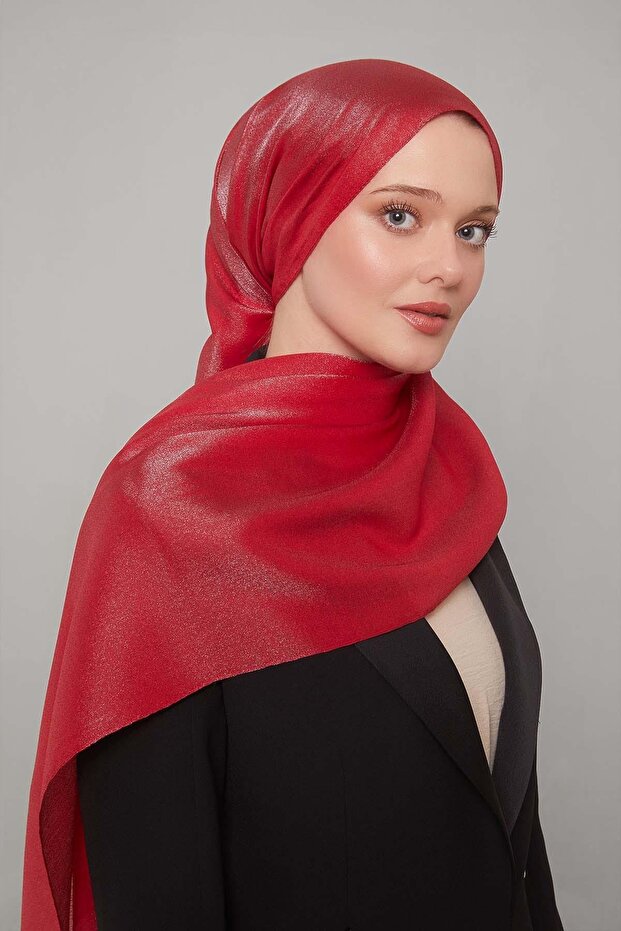 Fuşya Simli Bodrum Şal - 1