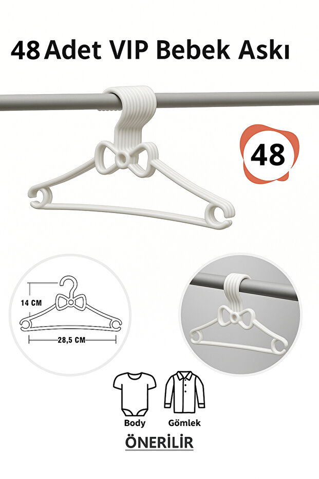 Baby Clothes Hanger 48 Pcs Bow Plastic White Baby Clothing Hanger Vip