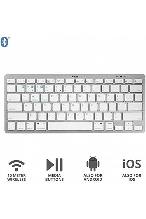Nado Wireless Bluetooth Keyboard with Battery Indicator, Triple Pairing & Multimedia Keys - 3
