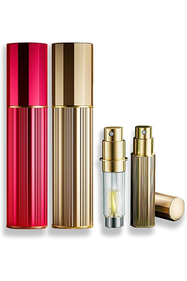 5ml Travel Atomizer,Mini Refillable Empty Spray Perfume Bottle,Portable Empty Container,red+gold - 1