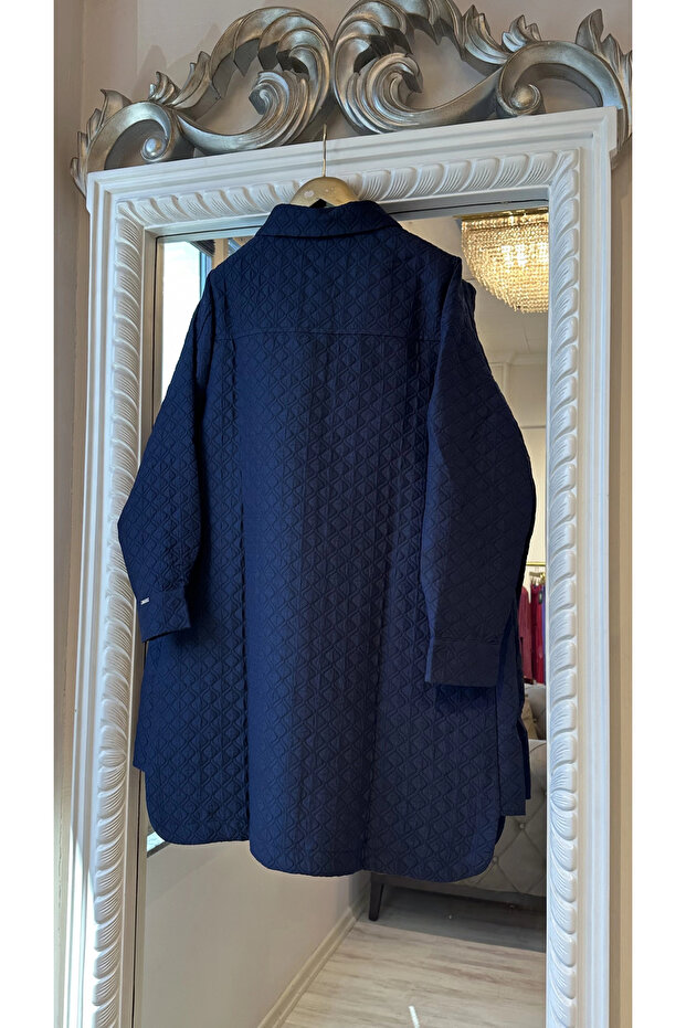 Başak Desenli Kapitone Ceket - 7