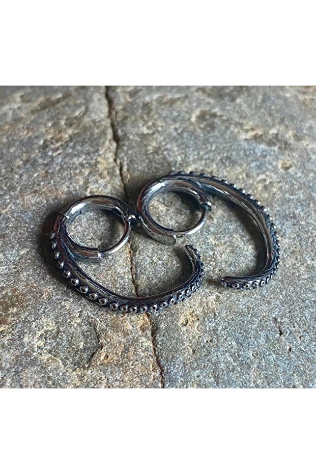 Octopus Design Hoop Earrings 316L Stainless Steel Tarnish-Free Earrings Pair