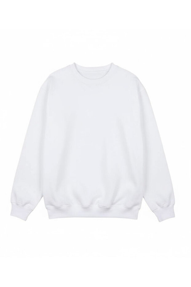 Kadın Oversize Bisiklet Yaka 3 İplik Basic Sweatshirt - 3