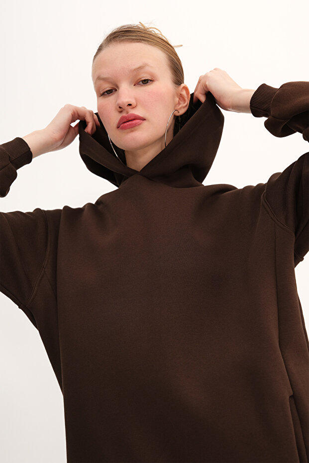 Kapüşonlu Şardonlu Sweatshirt S4447 - 1