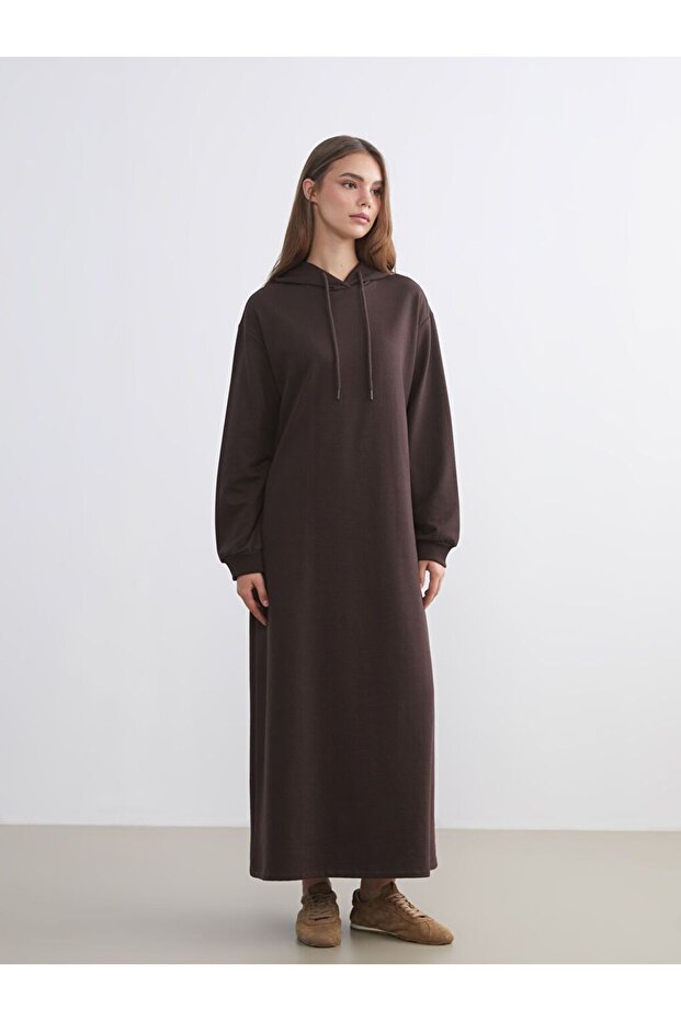 LCW Modest Kapüşonlu Sweat Elbise - 1