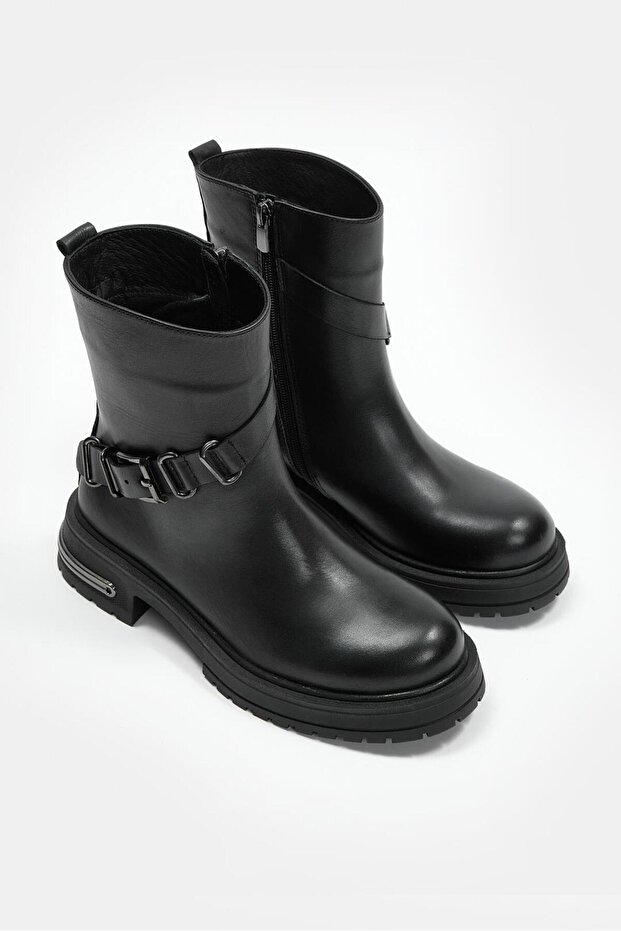 Raina Siyah Hakiki Deri Kadın Bot - 5