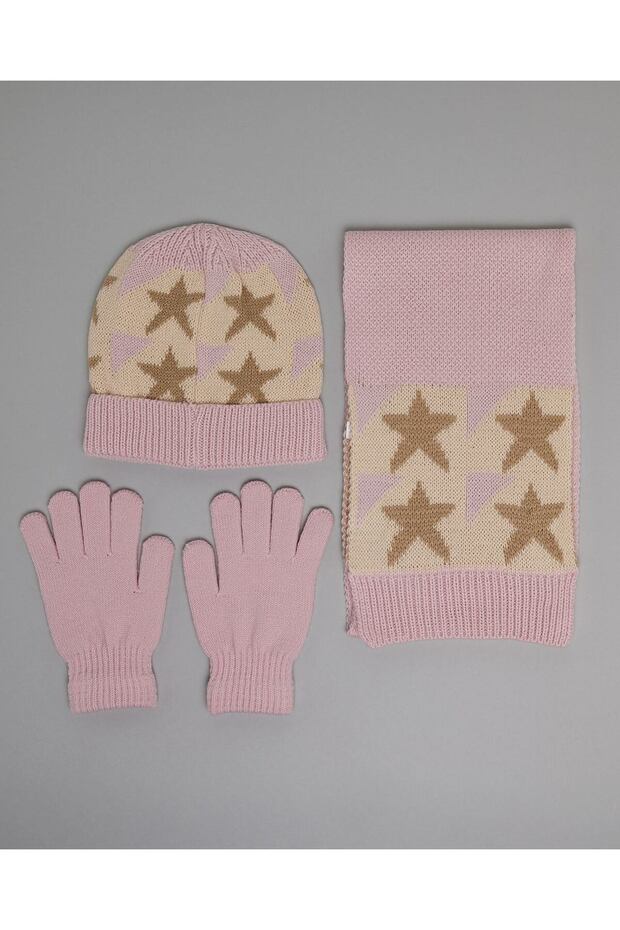 Pink Girl's Printed Hooded Clothing Set