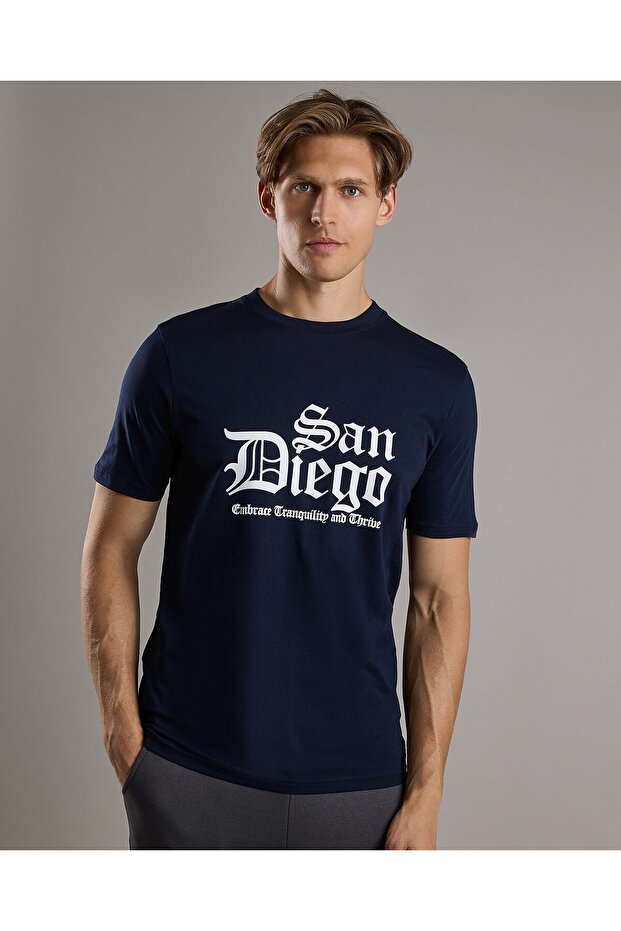 Printed T-Shirt with Crew Neck and Short Sleeves