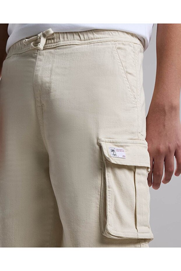 شورت كارجو سادة مع زر للإغلاق - 5