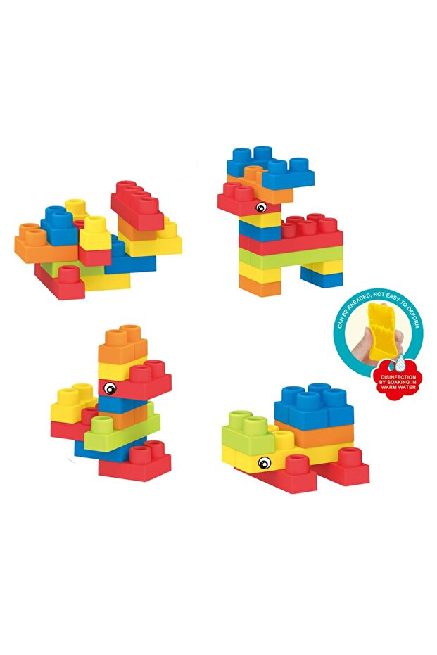 Set of 96 soft plastic building blocks in storage bag Educational Building Block Toys - 4