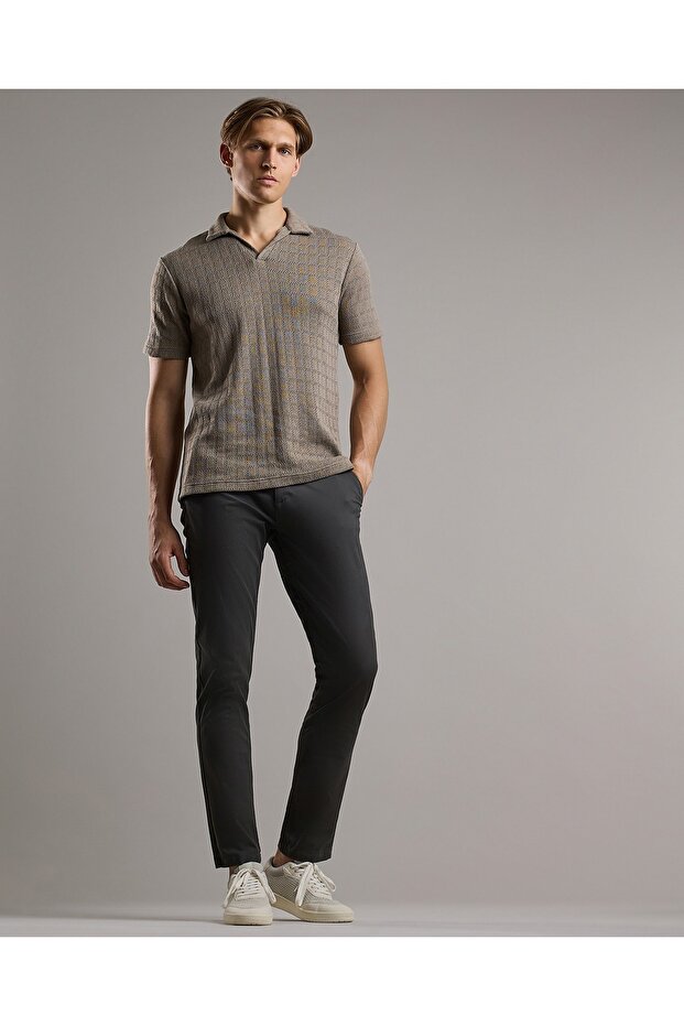 Solid Slim Fit Pants with Button Closure - 1