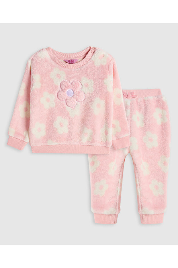 Pink Girl Floral Print Clothing Set