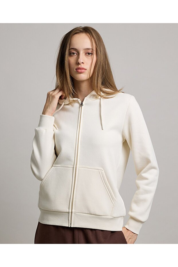 Solid Hooded Jacket with Zipper Closure - 1