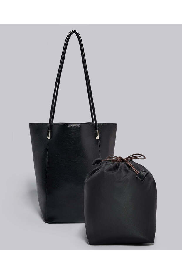 حقيبة كتف مزخرفة مع جيب برباط - 1