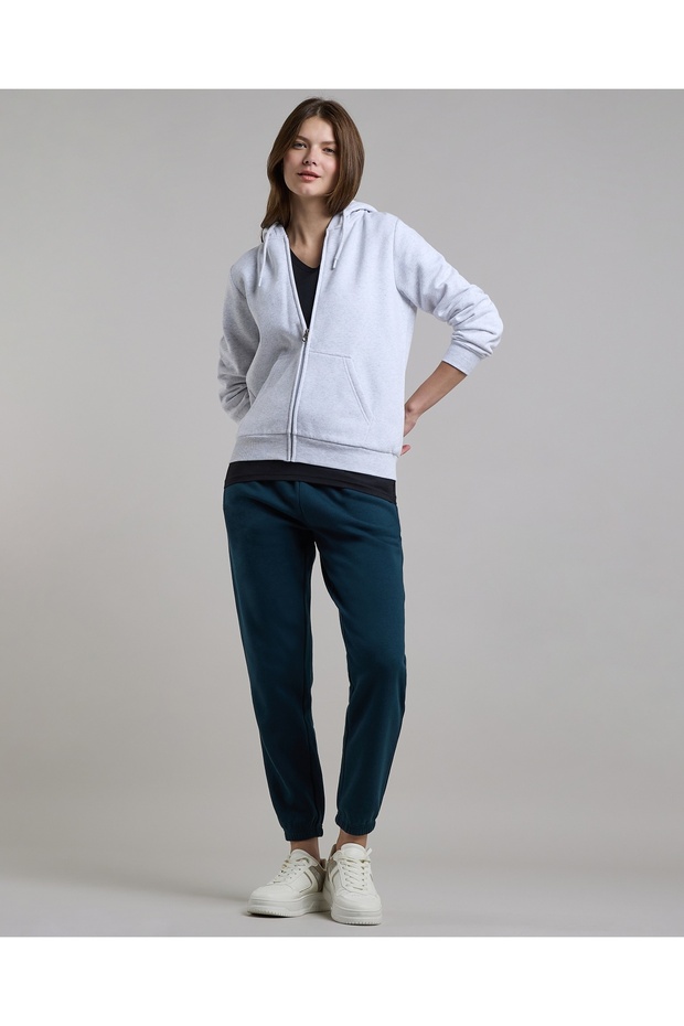 سترة سادة بغطاء رأس وسحاب للإغلاق - 2