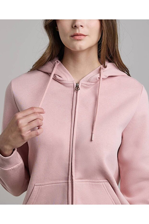 سترة سادة بغطاء رأس وسحاب للإغلاق - 4