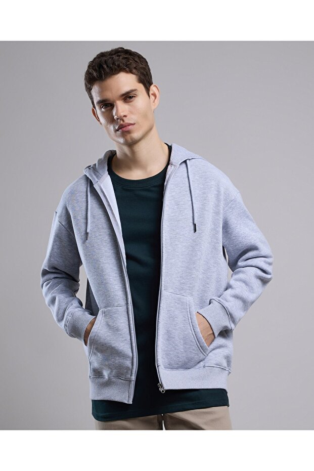 Solid Hooded Jacket with Zipper Closure - 2