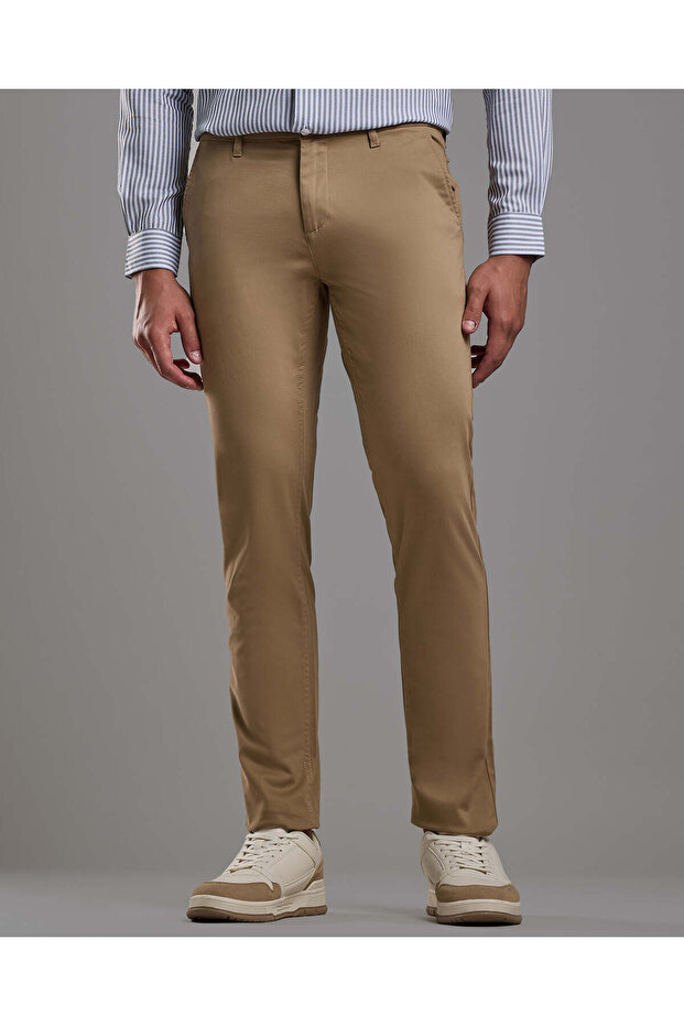 بنطال ضيق سادة مع زر للإغلاق - 2