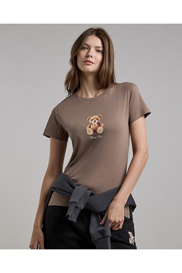 Printed T-Shirt with Crew Neck and Short Sleeves