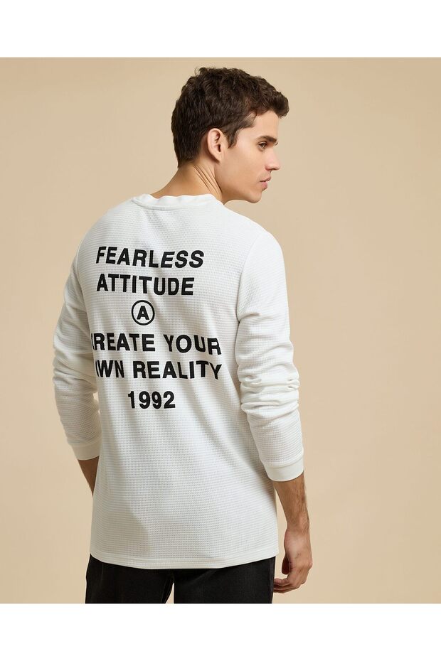 Back Print T-Shirt with Crew Neck and Long Sleeves