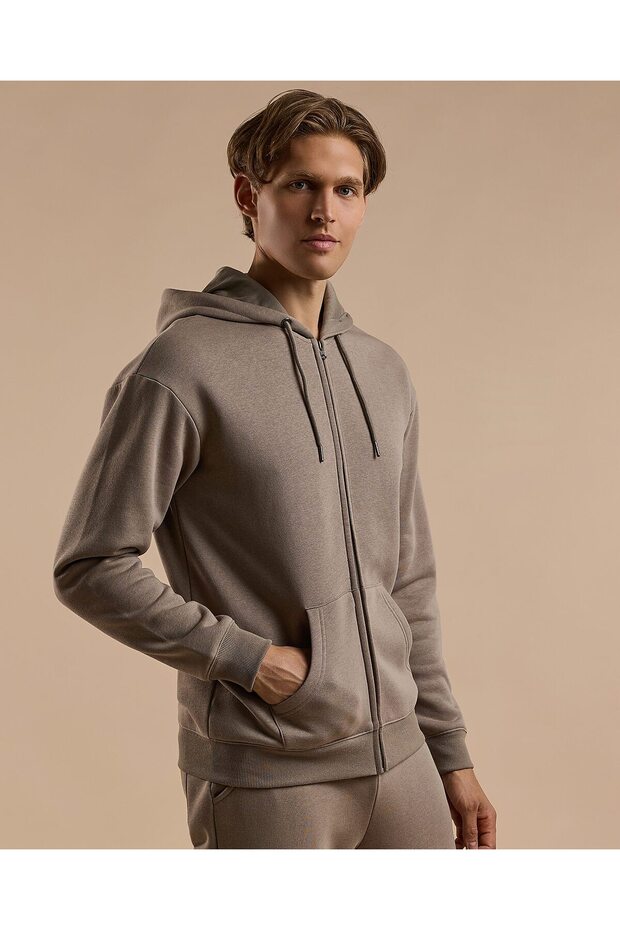 سترة سادة بغطاء رأس وسحاب للإغلاق - 2