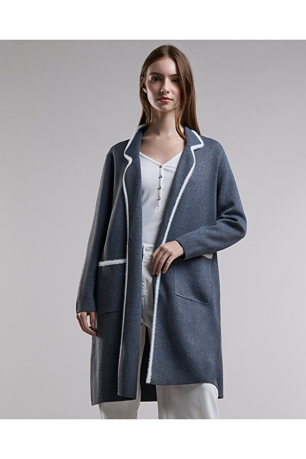 Anthra Melange Women's Contrast Trim Shrug