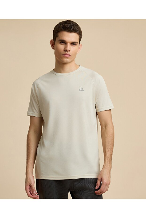 Logo Detail Active T-Shirt with Crew Neck and Short Sleeves