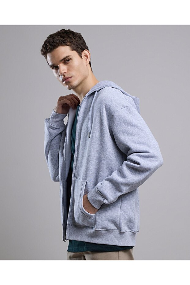 Solid Hooded Jacket with Zipper Closure - 5